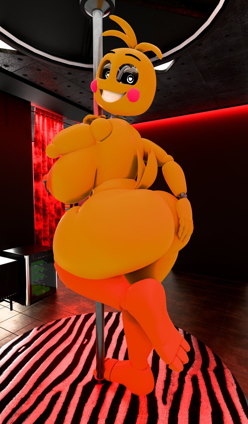 1girls 3d big_ass big_breasts big_penis douod female female_focus female_only five_nights_at_freddy's fnaf grabbing_own_ass looking_at_viewer looking_back nipple_piercing nipples pole_dancing smiling smiling_at_viewer solo tagme thick_ass toy_chica_(fnaf) toy_chica_(love_taste)