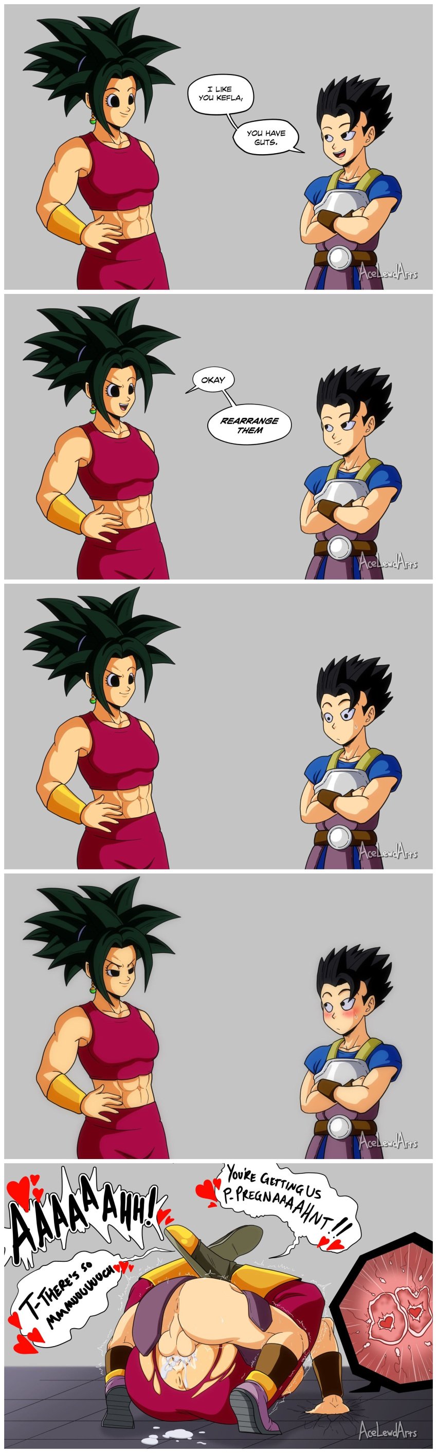 1boy 1girls abs acelewdarts anus big_balls big_penis bigger_female black_eyes black_hair blush cabba comic comic_strip cum cum_drip cum_in_pussy cum_inside dialogue dragon_ball dragon_ball_super dragon_ball_z english_text female female_penetrated fusion heart heart_symbol hi_res high_resolution highres impregnation instant_loss_2koma kefla legs_around_partner light-skinned_female light-skinned_male male male/female male_penetrating mating_press muscular muscular_female potara_earrings pussy ripped_clothing ripped_pants saiyan sex smaller_male smirk speech_bubble sperm_cell spiky_hair straight sweat text vaginal_penetration vaginal_sex x-ray