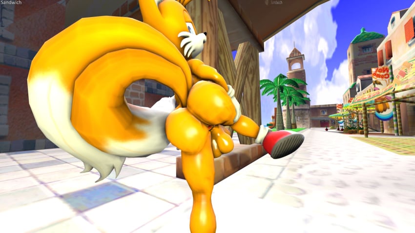 1boy 2016 3d anthro anus ass balls canine darksorm erection fox furry male male_only mammal penis solo sonic_(series) tails