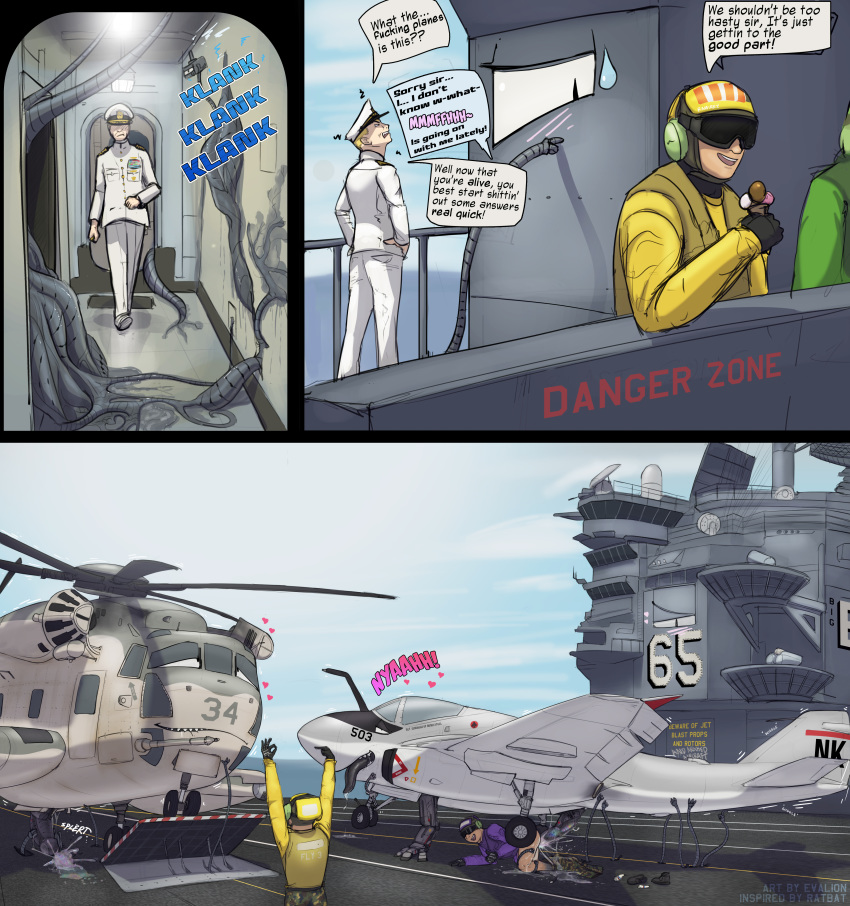 2016 absurd_res aircraft aircraft_carrier airplane all_fours anal anal_sex angry annoyed armor being_watched big_dom_small_sub black_tongue blush bottomless clothed clothing comic cum cum_in_ass cum_inside cum_on_ground cumshot dessert dialogue doggy_style drooling ejaculation english_text enterprise erection evalion female food from_behind_position group handjob hat helicopter helmet hi_res human ice_cream interspecies jet living_aircraft living_machine looking_pleasured machine male mammal mechanical_penis messy navy open_mouth orgasm pants_down partially_clothed penetration penis saliva sex sharp_teeth size_difference slit_pupils smile teeth tentacle text tongue tongue_out uniform unprofessional_behavior voyeur what yaoi