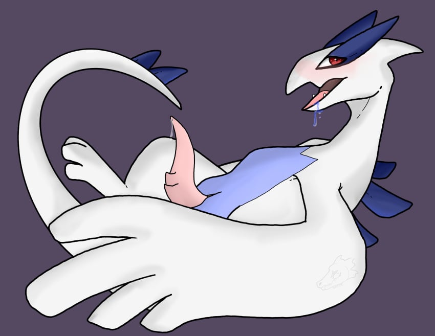 alitatoe animal_genitalia cock cock_out creature legendary_pokémon legendary_pokemon lugia male monster non-human non-human_only on_back pokemon pokemon_ss presenting