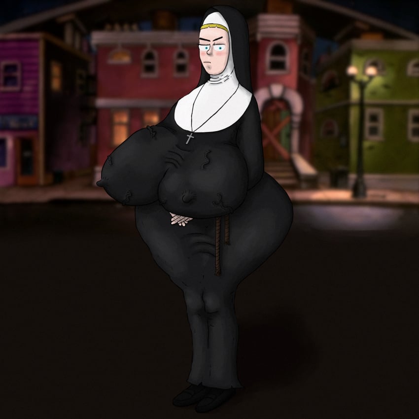 1girls bbw big_breasts blonde_female blonde_hair busty christianity clothed clothed_female curvy curvy_body curvy_female curvy_figure full_body fully_clothed habit helga_pataki hey_arnold! huge_breasts light_skin looking_at_viewer massive_breasts nun nun's_habit nun_outfit solo solo_female voluptuous voluptuous_female