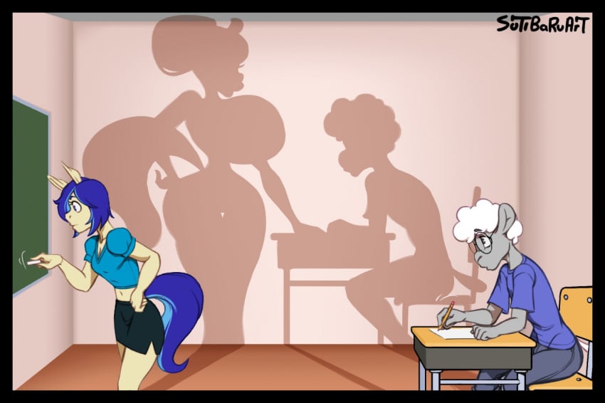 big_lips bimbo blowjob classroom clothed cullo equine erection glasses gray_fur horse huge_ass huge_breasts kissing luhyzi moniker_(oc) monique_(treforce) naughty nerd oral pony school shadow sheep student studying sutibaru teacher treforce voluptuous white_hair wool