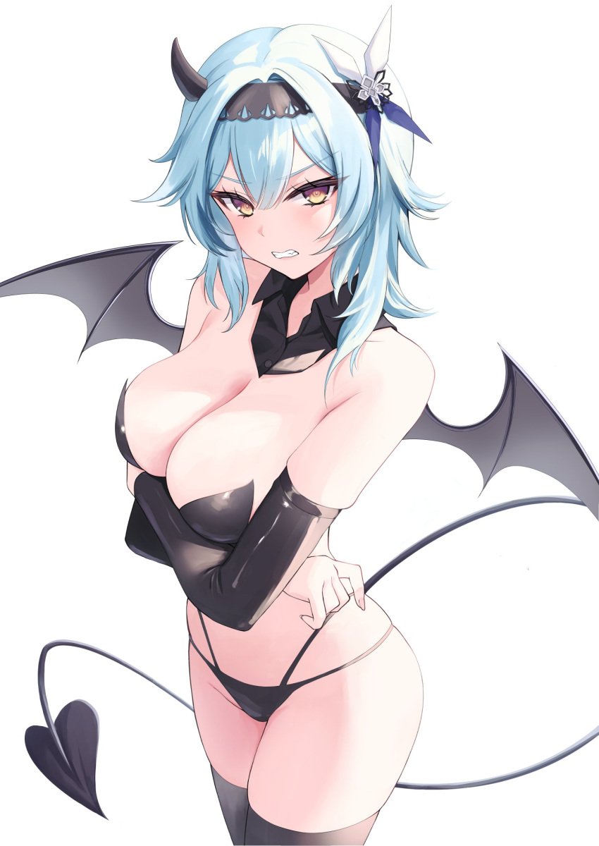 1girls adult adult_female alternate_costume angry angry_expression angry_eyebrows angry_eyes angry_face annoyed annoyed_expression annoyed_face arm_under_breast arm_under_breasts arms_under_breasts bare_belly bare_chest bare_hands bare_hips bare_midriff bare_navel bare_shoulders bare_skin bare_thighs belly bikini bikini_bottom black_bikini black_bikini_bottom black_collar black_hairband black_horn black_horns black_legwear black_sleeves black_stockings black_string_bikini black_swimsuit black_swimwear black_tail black_thighhighs black_wings blue_eyebrows blue_hair blue_hair_female blush blushing_at_viewer blushing_female breasts busty busty_female cleavage collar covered_areola covered_areolae covered_breasts covered_crotch covered_nipples covered_pussy covered_vagina curvy curvy_body curvy_female curvy_figure curvy_hips demon_horn demon_horns demon_tail demon_wings dot_nose elbows embarrassed embarrassed_female eula_(genshin_impact) exposed exposed_belly exposed_midriff exposed_shoulders exposed_thighs eyebrows_visible_through_hair female female_focus female_only fingernails fingers frown frown_eyebrows frowning frowning_at_viewer genshin_impact groin hair_between_eyes hair_ornament hair_ornaments hairband head_tilt high_resolution highres horn horns hourglass_figure large_breasts lean_body lean_figure legs legwear light-skined_female light-skinned light-skinned_female light_skin light_skin_female light_skinned light_skinned_female long_hair looking_at_viewer mature mature_female mikoto_paint parted_lips pussy shoulders simple_background sleeves slender_body slender_waist slim_girl slim_waist solo standing stockings string_bikini swimsuit swimwear tail thick_thighs thighhighs thighs thin_waist tilted_head upper_body v-line white-skinned_female white_background white_skin wide_hips wings yellow_eyes yellow_eyes_female