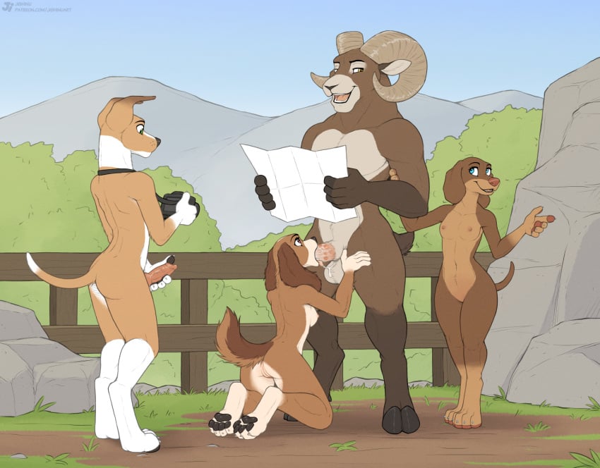 4_toes 5_fingers anthro anthro_on_anthro anthro_penetrated anthro_penetrating anthro_penetrating_anthro ass balls bighorn_sheep biped bird_dog black_nose black_pawpads bodily_fluids bovid breasts brown_body brown_fur camera canid canine canis caprine casual_masturbation casual_sex cocker_spaniel collie cum cum_in_mouth cum_inside cum_on_penis curled_horn dachshund day digitigrade domestic_dog erection feet fellatio female female_penetrated fence fingers floppy_ears forest fur genital_fluids genitals gesture grass group hand_gesture herding_dog hi_res hindpaw holding_camera holding_object holding_penis hooves horn humanoid_hands hunting_dog jishinu kneeling kneeling_oral_position larger_male looking_at_another lop_ears male male/female male_penetrating male_penetrating_female mammal masturbation mountain multicolored_body multicolored_fur nude nude_anthro nude_female nude_male open_mouth open_smile oral oral_penetration outdoor_nudity outside outside_sex pastoral_dog pawpads paws penetration penile penile_masturbation penile_penetration penis penis_in_mouth plant pointing pussy rock sex sheep sheepdog size_difference smaller_female smaller_male smile smooth_collie spaniel standing teeth toes tongue tree two_tone_body two_tone_fur white_body white_fur