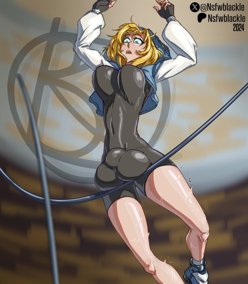 1futa 2024 accident ball_busting balls big_balls big_breasts big_penis blonde_hair breasts bridget bulge cbt clothed clothing dickgirl flaccid fully_clothed futanari genderswap guilty_gear hoodie huge_balls human light-skinned_futanari light_skin nsfwblackle olympics one_piece_suit penis rule_63 skin_tight solo surprised surprised_expression