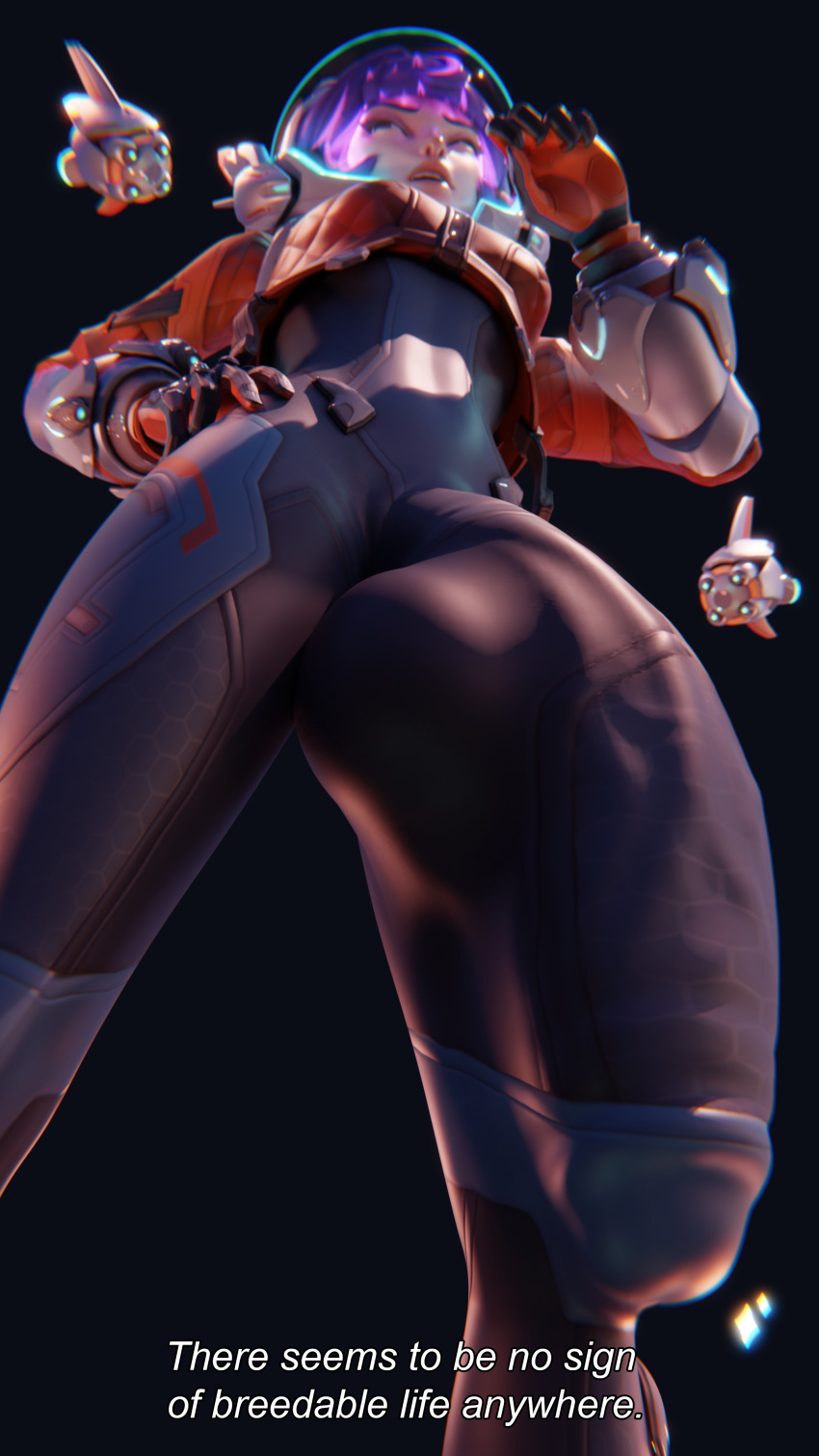 1futa 3d bodysuit bulge chainsmoker dialogue futa_only futanari gigantic_penis huge_bulge huge_cock human juno_(overwatch) low-angle_view overwatch overwatch_2 penis skin_tight solo standing teo_minh text