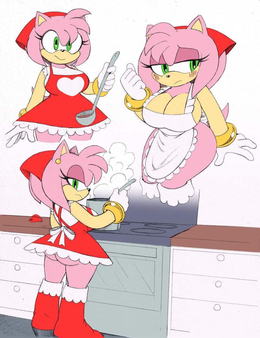 1girls amy_rose anthro ass big_breasts blush breasts cooking female female_only omegasunburst sega sonic_(series) sonic_speed_simulator sonic_the_hedgehog_(series)