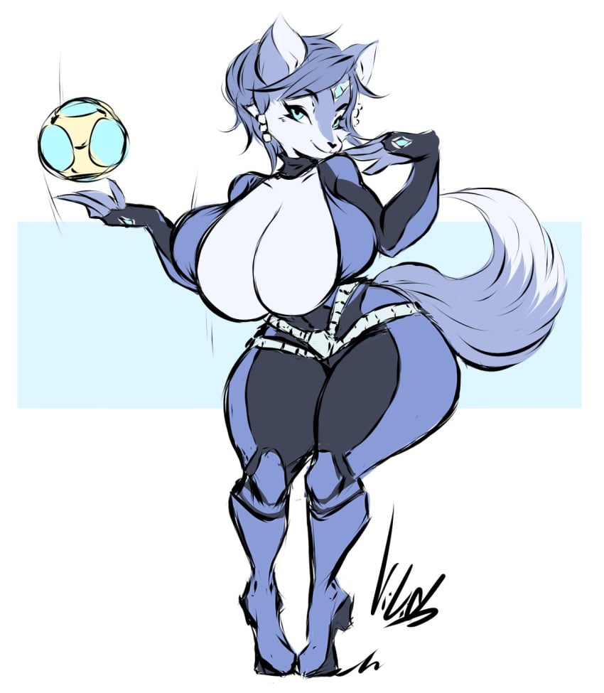 1girls alternate_breast_size anthro anthro_only big_boobs big_breasts big_tits boobs bra breasts dullvivid female fox furry furry_female furry_only krystal krystal_(assault_outfit) nintendo smile star_fox tits