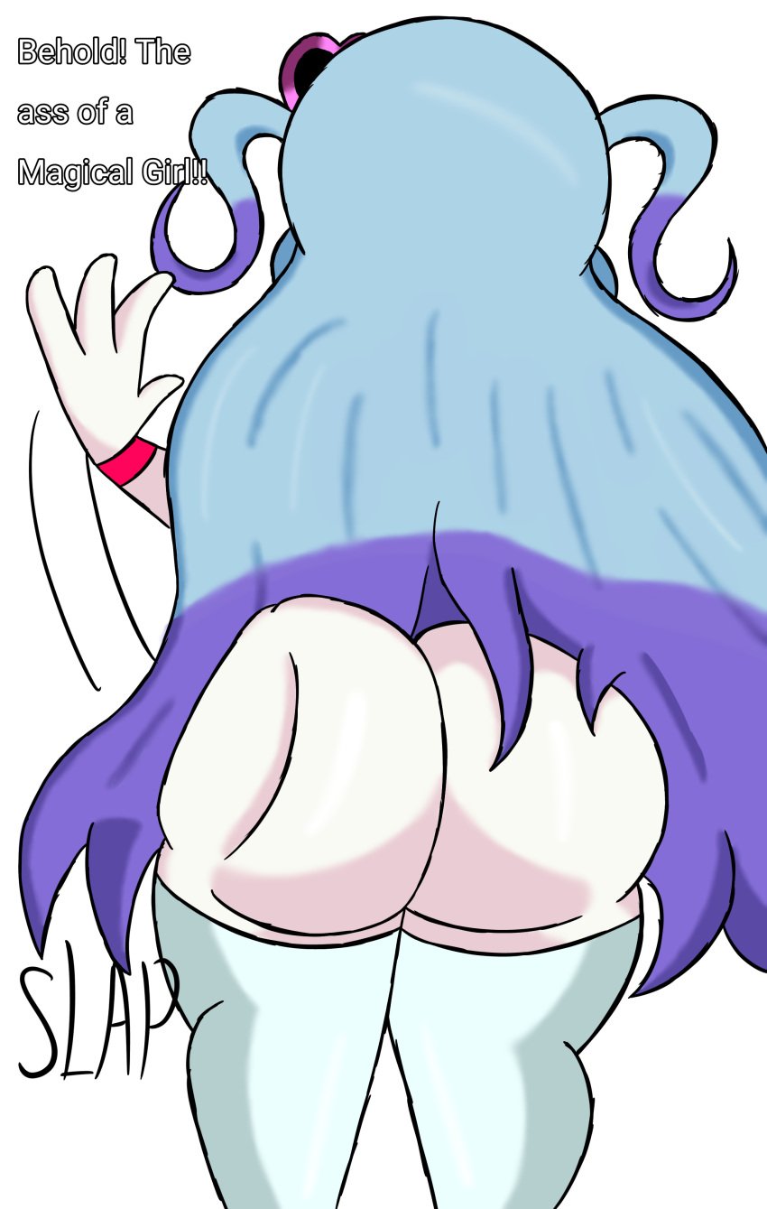 1girls ass ass ass_focus ass_slap back_view big_butt bubble_butt butt_jiggle dialogue female female_focus female_only humanoid its_archville lobotomy_corporation magical_girl project_moon queen_of_hatred self_upload solo thick_thighs thighhighs thighs