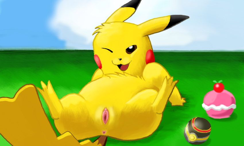 1girls animal_genitalia anus ass brown_eyes cleft_tail clitoris draquarzi feet female fur furry furry_only heart hi_res luxury_ball nintendo nude one_eye_closed open_mouth paws pikachu pokémon_(species) poke_ball pokemon pokemon_amie pokepuff pussy reclining rodent smile solo spread_legs tail toes video_games wink