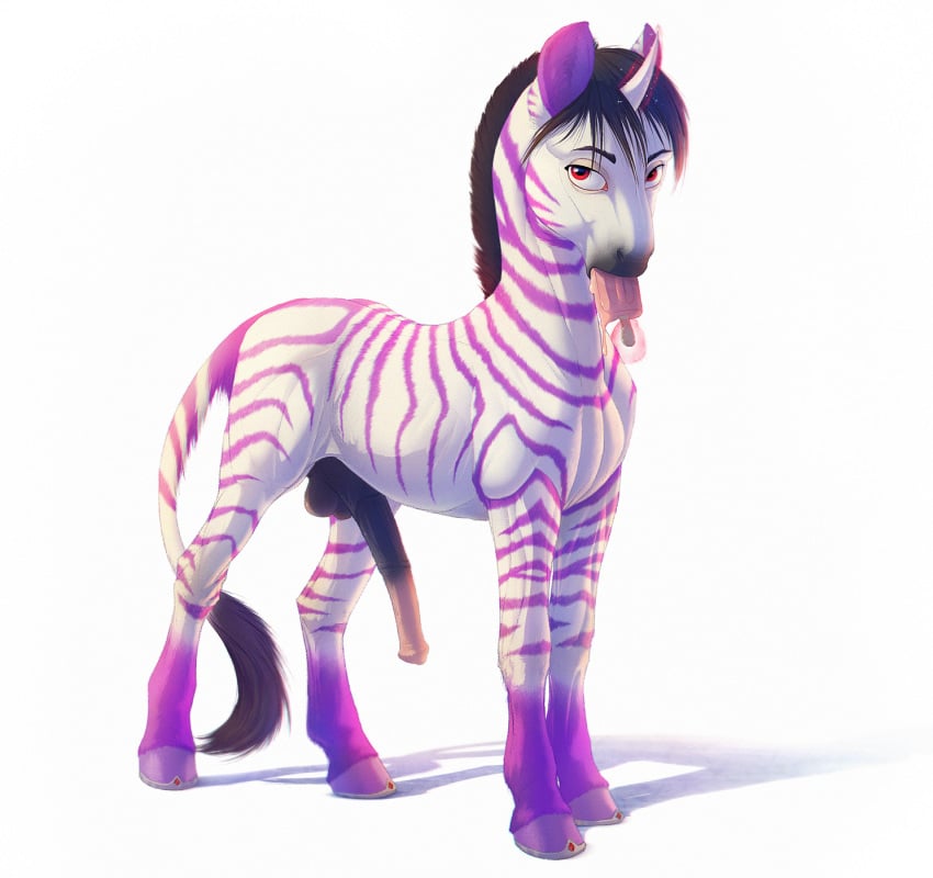 2016 anatomically_correct anatomically_correct_penis animal_genitalia animal_penis balls chistokrovka equine equine_penis erection feral food fur hi_res hooves horn horsecock hybrid looking_at_viewer male mammal mane medial_ring multicolored_fur penis pink_fur pink_stripes popsicle quadruped red_eyes shadow simple_background solo striped_fur stripes tail_tuft tuft two_tone_fur unicorn white_background white_fur zebra zebracorn