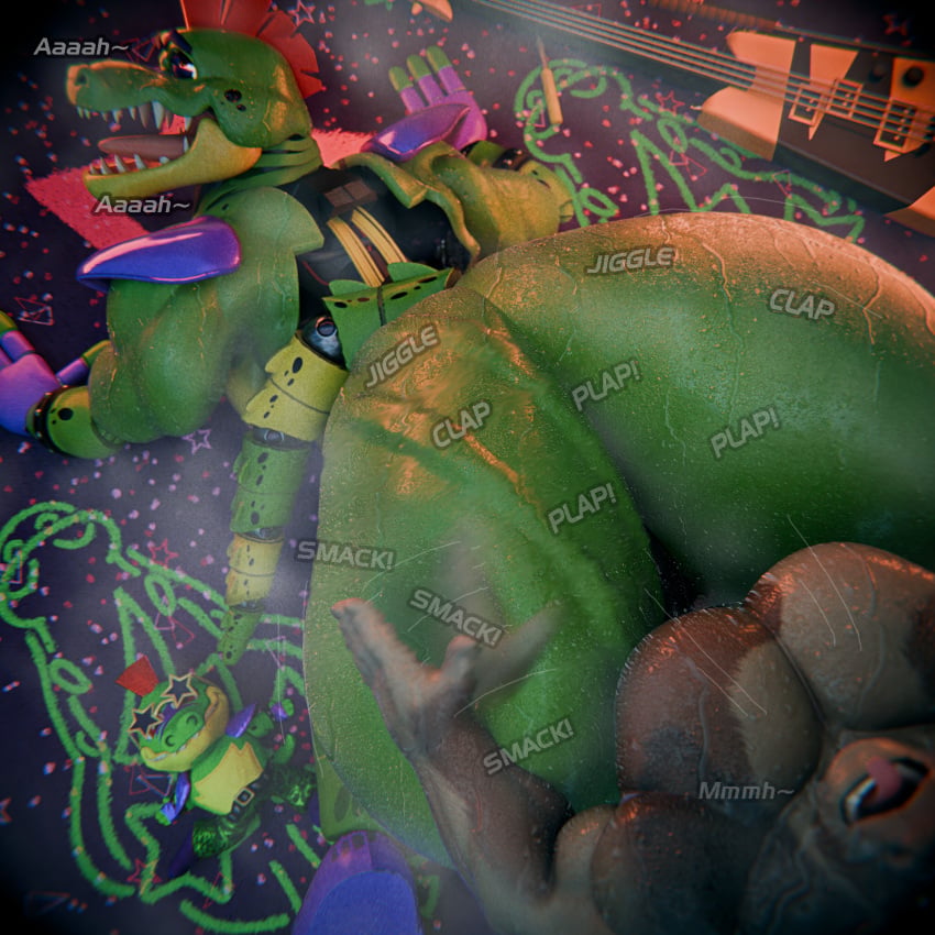 1boy 3d 3d_(artwork) 3d_artwork 3d_background 3d_model 3d_render alligator alligatorid anal_penetration anal_sex animatronic animatronic_male bass_guitar bovid bovine bovine_humanoid clawed_fingers commission commissioner_upload complex_background english english_dialogue english_text eyeshadow facial_markings five_nights_at_freddy's five_nights_at_freddy's:_security_breach fnaf gator gay gay_anal gay_domination gay_sex green_skin huge_ass male male_focus moaning moaning_in_pleasure mohawk mohawk_(hairstyle) montgomery_gator_(fnaf) muscular muscular_anthro muscular_male nonbinary nonbinary_(lore) onomatopoeia pauldrons purple_eyeshadow red_eyes scottgames spiked_bracelet steel_wool_studios sweat sweatdrop sweating sweating_profusely sweaty sweaty_ass sweaty_body two_tone_body yellow_skin yoshaikobold
