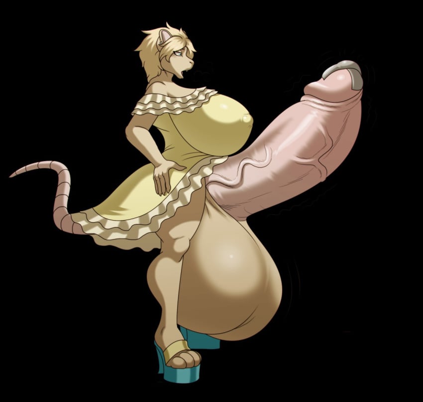 1futa anthro balls big_balls big_breasts big_penis blonde_hair blue_eyes breasts buckteeth clothing dickgirl dress ear_piercing erection footwear futa_only futanari hair hi_res high_heels huge_balls huge_breasts huge_cock humanoid_penis hyper hyper_balls hyper_penis ineffective_clothing intersex jazzabelle mammal mouse penis piercing rodent sandals short_hair solo solo_futa spyingredfox teeth