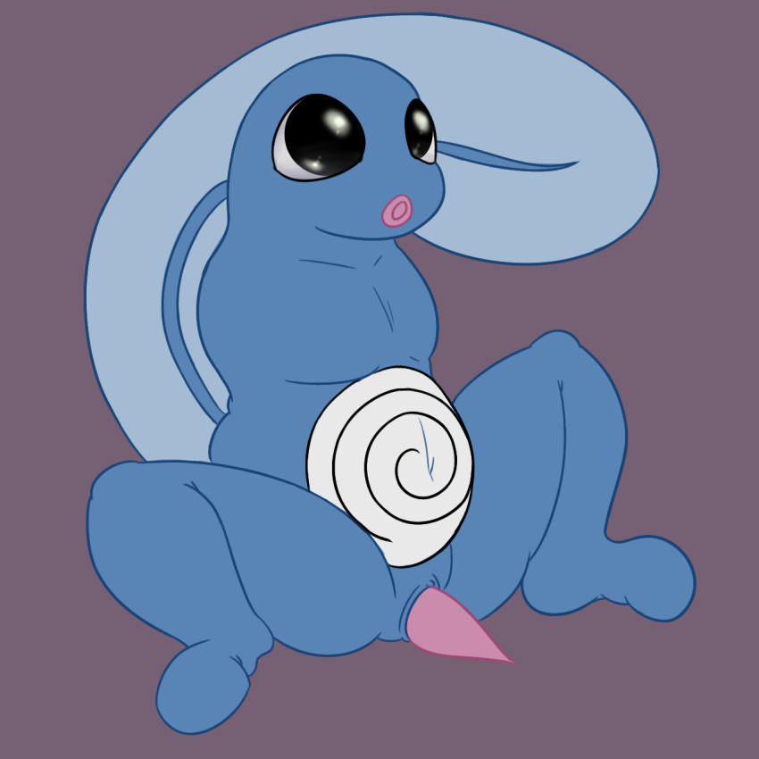 1boy amphibian animal_genitalia animal_penis anthro anthro_only barefoot big_tail black_eyes blue_skin erection genital_slit lips long_tail male male_only nintendo no_nipples nude open_mouth penis pink_lips pokemon pokemon_(species) poliwag posexe simple_background sitting slit solo spread_legs spreading swirl tadpole video_games