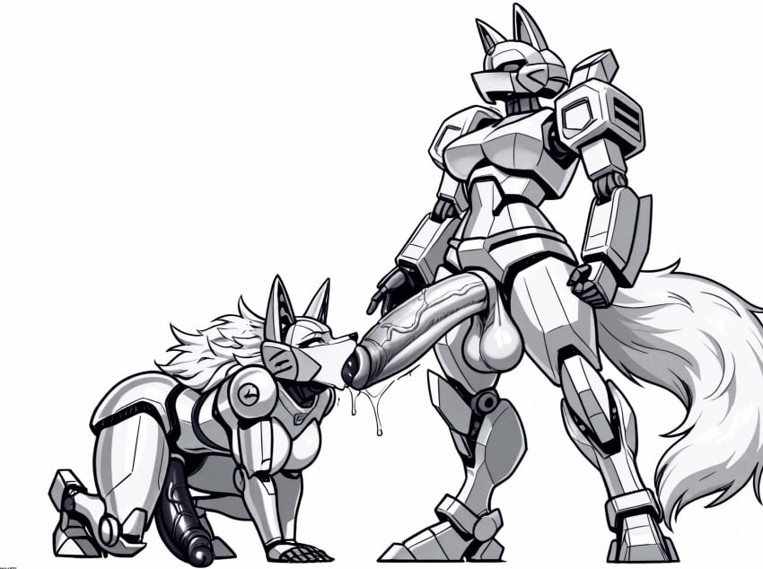 ai_assisted ai_generated blowjob blowjob_face cumshot cumshot_on_face fur furry furry_only futa_only futanari mechanic mechanical mechanical_arm robot tagme wolf wolves