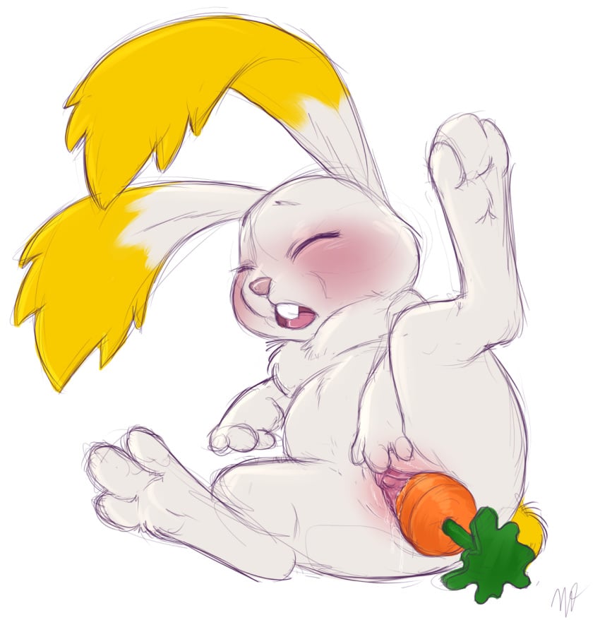 blush carrot clitoris female feral food food_play improvised_dildo improvised_sex_toy lagomorph mammal mario_(series) masturbation melvismd nintendo pussy rabbit raised_leg solo spread_legs spreading star_bunny super_mario_galaxy vegetable