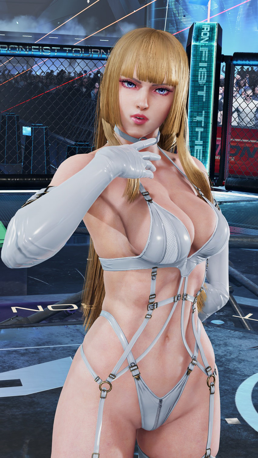 athletic_female big_breasts blonde_hair blue_eyes bra cleavage emilie_de_rochefort envy15re2lm female_abs fit_female lingerie namco panties tekken