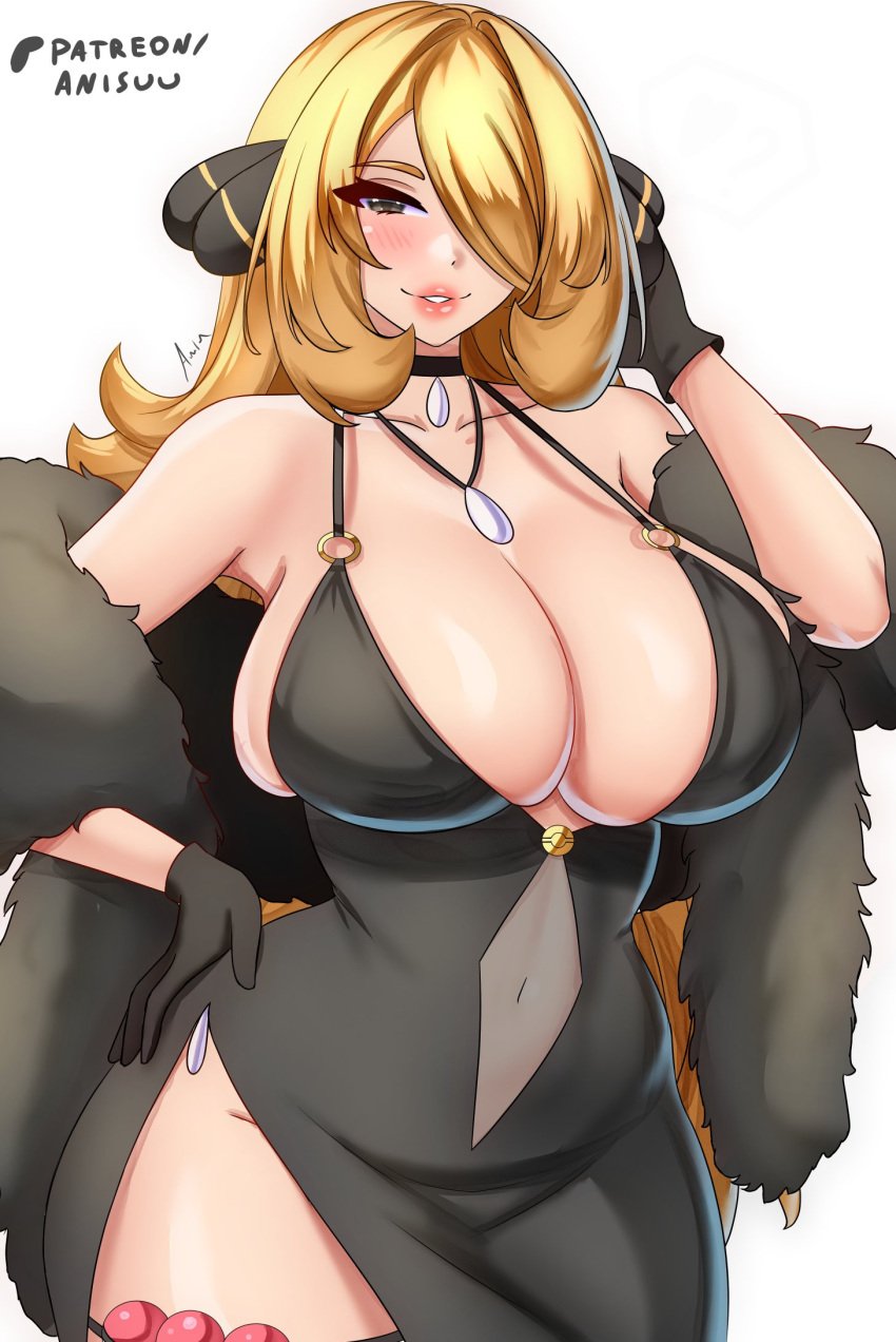 1girls anisdrawn ass big_ass big_breasts big_thighs blonde_hair blush breasts butt china_dress chinese_clothes cynthia_(pokemon) dress female female_only gigantic_ass gigantic_breasts gigantic_thighs huge_ass huge_breasts huge_thighs long_hair looking_at_viewer mature_female milf pokemon tagme thick_hips thick_thighs thighhighs thighs