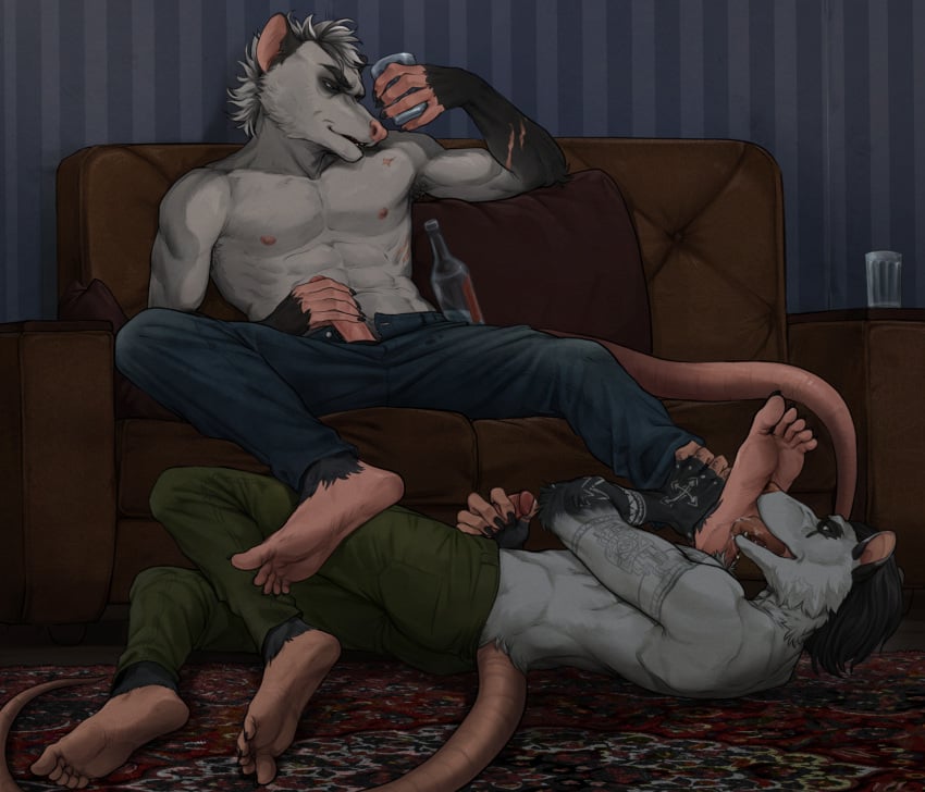 5_fingers 5_toes american_opossum anthro countershade_fur countershading digital_media_(artwork) dimitri_khandov duo father_(lore) father_and_child_(lore) father_and_son_(lore) feet fingers foot_fetish foot_focus fur genitals glans hi_res incest_(lore) male male/male mammal marsupial masturbation pants_only parent_(lore) parent_and_child_(lore) parent_and_son_(lore) penile penile_masturbation penis plantigrade sebastian_khandov shaded son_(lore) stupidtemplar tail toes virginia_opossum white_body