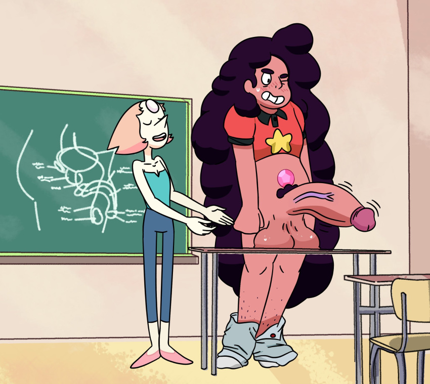 cartoon_network classroom dickgirl dwonksa futanari pants_down pearl_(steven_universe) penis_out steven_universe steven_universe_future stevonnie