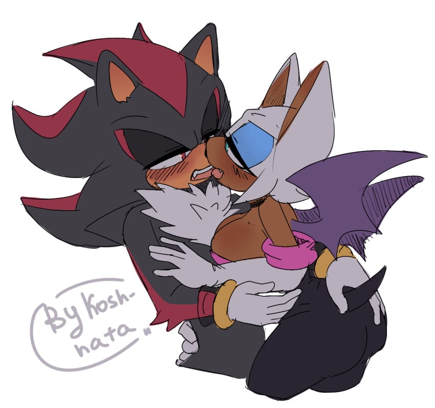 2d anthro rouge_the_bat shadouge shadow_the_hedgehog simple_background sonic_(series) valentine's_day white_background