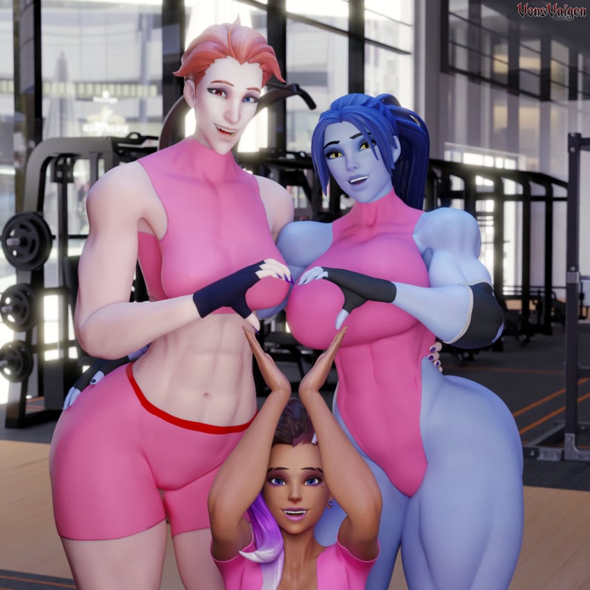 3d 3girls activision amelie_lacroix big_ass big_breasts big_thighs blizzard_entertainment blue-skinned_female blue_body blue_skin breasts bubble_ass bubble_butt bust busty chest curvaceous curves curvy curvy_figure dark-skinned_female female gym hips hourglass_figure huge_ass large_ass legs mature mature_female moira moira_o'deorain muscular muscular_female olivia_colomar overwatch overwatch_2 slim_waist sombra thick thick_ass thick_hips thick_legs thick_thighs thighs valentine's_day voluptuous voluptuous_female vonsvaigen waist wide_hips wide_thighs widowmaker