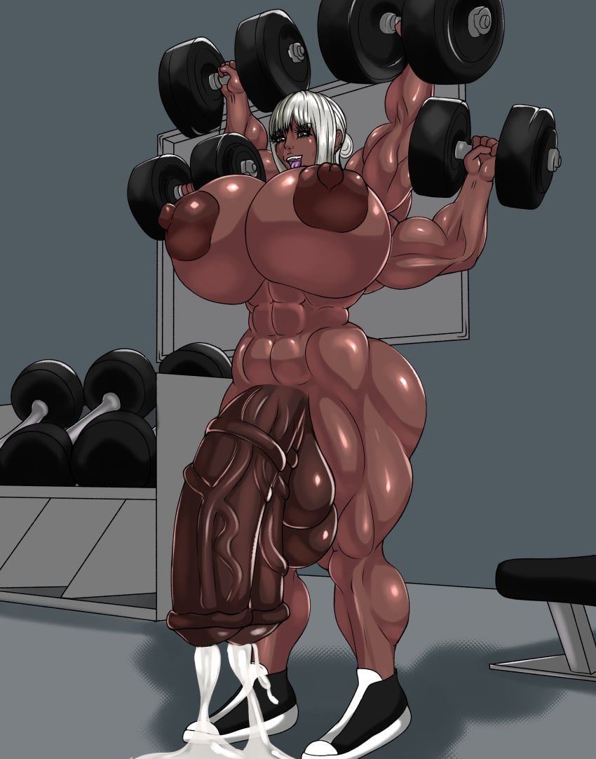 4_arms abs alcatras45 background balls breasts clothing cum dark-skinned_futanari dark_skin diphallia diphallism futa_focus futa_only futanari gym gym_uniform handsfree_ejaculation horsecock horsecock_futanari huge_cock humanoid hyper hyper_breasts hyper_penis large_breasts large_penis multi_arm multi_genitalia multi_limb multi_penis muscles muscular muscular_futanari naked_footwear penis solo solo_futa veiny_penis weightlifting weights white_hair