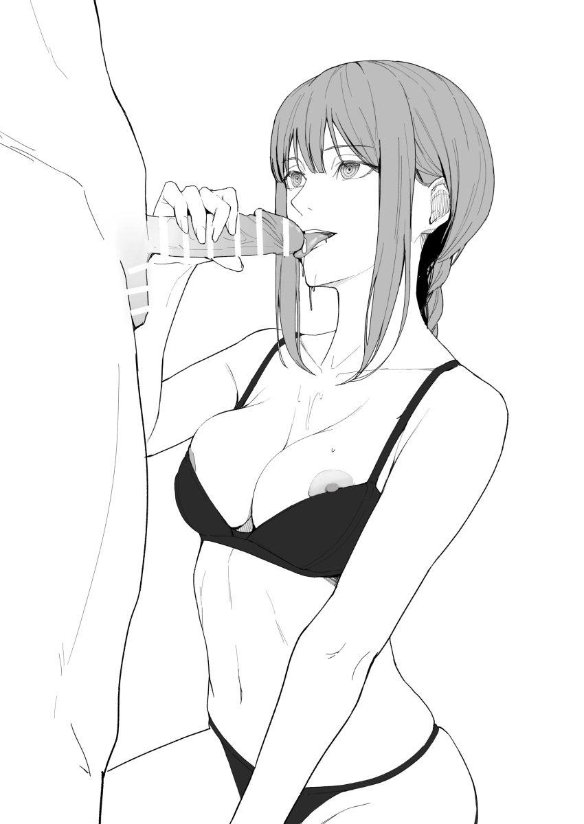 1girls ano_(gccx8784) areolae bangs bar_censor blowjob bra breasts chainsaw_man erection female female_focus handjob hi_res highres licking licking_penis makima_(chainsaw_man) monochrome nipple_slip nipples nude oral oral_sex panties penis ringed_eyes sex straight tongue tongue_out underwear