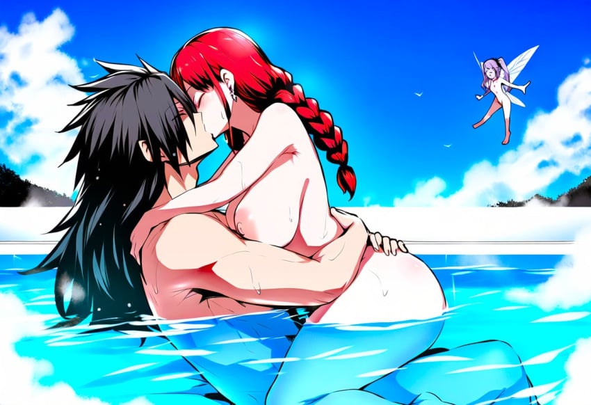 ai_generated anime bangs beautiful beautiful_females black_hair cloud completely_nude cowgirl_position crossover crossover_sex day dreson fairy_tail female female_on_top god goddess hands_on_waist handsome handsome_man irene_belserion kissing kissing_during_sex large_breasts long_hair love love_making madara_kiss_irene making_out male nai_diffusion naruto naruto_shippuden nature_background ninja nipples onsen partially_submerged red_hair sex sexy shinobi shonen_jump straight twintails uchiha_madara villain villainess voluptuous voluptuous_female water witch