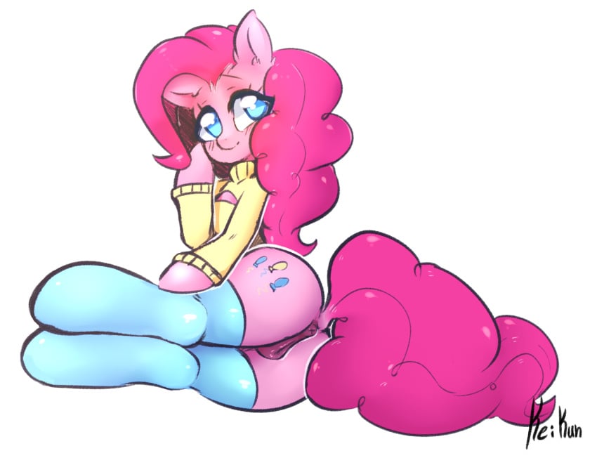 2016 anatomically_correct anatomically_correct_pussy animal_genitalia animal_pussy anus ass clothing cutie_mark earth_pony equine equine_pussy female friendship_is_magic hair horse kei_kun legwear long_hair mammal my_little_pony pinkie_pie_(mlp) pony pussy simple_background solo straight_hair sweater thigh_highs white_background