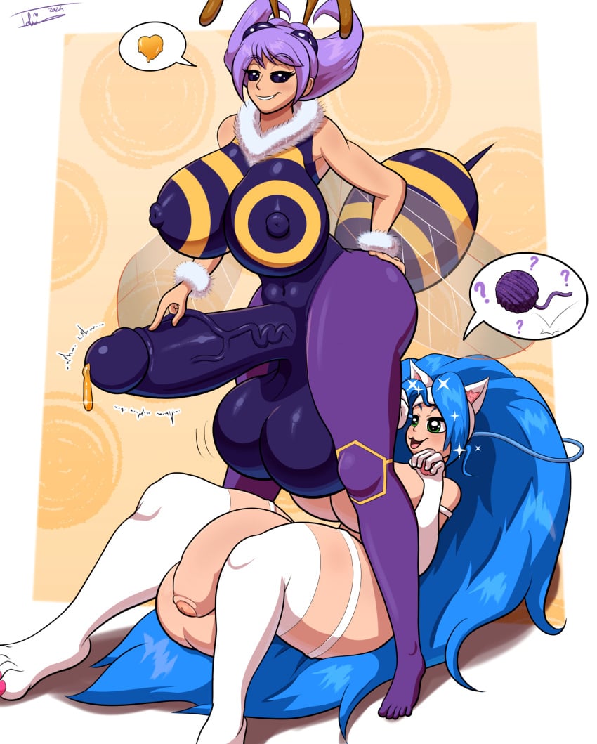 2futas absurd_res animal_ears arthropod ass balls bee big_balls big_breasts big_butt big_penis blue_hair bodily_fluids breasts capcom cum cum_drip darkstalkers domestic_cat dripping duo erected_penis erection felicia_(darkstalkers) felid feline felis flaccid flaccid_penis food futa_on_futa futa_only futanari genital_fluids genitals green_eyes gynomorph hi_res honey_(food) huge_balls huge_breasts huge_butt huge_cock huge_thighs humanoid humanoid_penis humor hymenopteran hyper hyper_balls hyper_breasts hyper_genitalia hyper_penis insect_wings insects intersex intersex/intersex kemonomimi light-skinned_futanari light_skin mammal penis precum precum_drip purple_hair q-bee smooth_balls smooth_penis thick_thighs throbbing_penis tohilewd wings