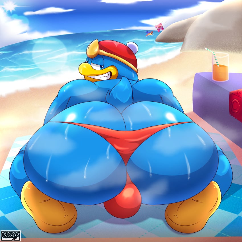 absurd_res anthro ass avian bandana_waddle_dee beak big_butt bird duo genitals group hi_res king_dedede kirby kirby_(series) male male/male murderdroid_(artist) nintendo nipples non-mammal_nipples penis slightly_chubby slightly_chubby_male solo trio waddle_dee