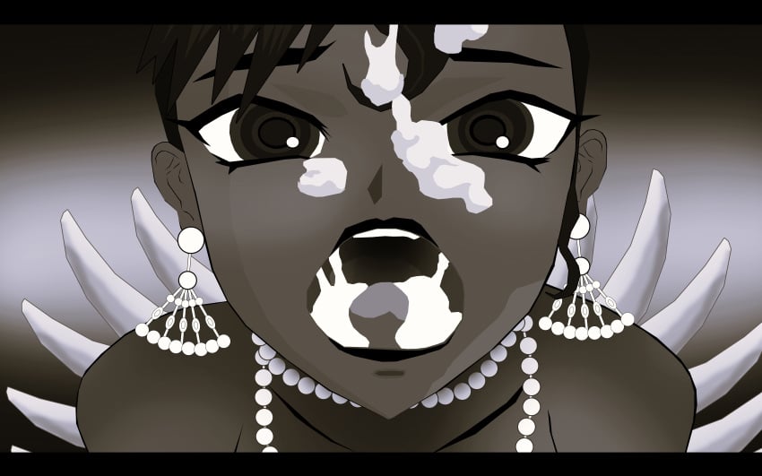 1girls 2d ahe_gao banana black black_and_white cum cum_in_mouth cum_on_face dark-skinned_female dark-yoka18 dark_skin earrings eyes_open female_focus josephine_baker kagami_hirotaka necklace open_mouth open_wide pearl_necklace simple_background sperm taimanin_(series) taimanin_asagi taimanin_style tasting_cum