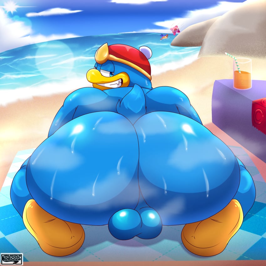 absurd_res anthro ass avian bandana_waddle_dee beak big_butt bird duo genitals group hi_res king_dedede kirby kirby_(series) male male/male murderdroid_(artist) nintendo nipples non-mammal_nipples penis slightly_chubby slightly_chubby_male solo trio waddle_dee