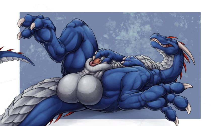 absurd_res animal_genitalia balls belly big_balls blue_body closed_eyes dragon feral fully_sheathed genitals hi_res huge_balls hyper hyper_balls hyper_genitalia lying male masturbation mythological_creature mythological_scalie mythology on_back scalie sheath simple_background solo spread_legs spread_sheath spreading tochka white_belly