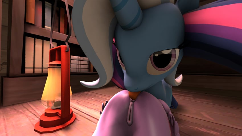 2016 3d animal animal_genitalia doppelboner equine female friendship_is_magic fur horn licking looking_at_viewer mammal my_little_pony oral source_filmmaker sweat tongue tongue_out trixie_(mlp) twilight_sparkle_(mlp) unicorn