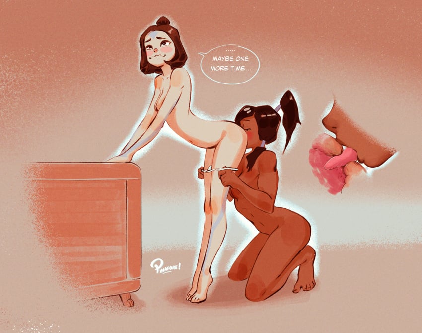 2girls air_nomad airbender_tattoo analingus anus arched_back artist_name avatar_legends avatar_the_last_airbender bent_over bent_over_bed blush brown_hair chocolate_and_vanilla closed_eyes comic completely_nude completely_nude_female consensual cute dark-skinned_female dark_skin eating_ass eating_booty english_text female full_body hair_bun hands_on_thighs happy_sex interracial jinora kneeling korra leaning_forward legs_together lesbian_sex licking light-skinned_female light_skin long_hair looking_pleasured oral panties panties_around_legs panties_down panties_only pinafore_(artist) pleasure_face ponytail rimming rimming_female round_2 sex short_hair silly_face small_ass speech_bubble standing surprise_buttsex surprise_rimming surprised surprised_expression text text_bubble the_avatar the_legend_of_korra thong tiptoes tongue tongue_in_anus undressing_partner water_tribe x-ray yuri