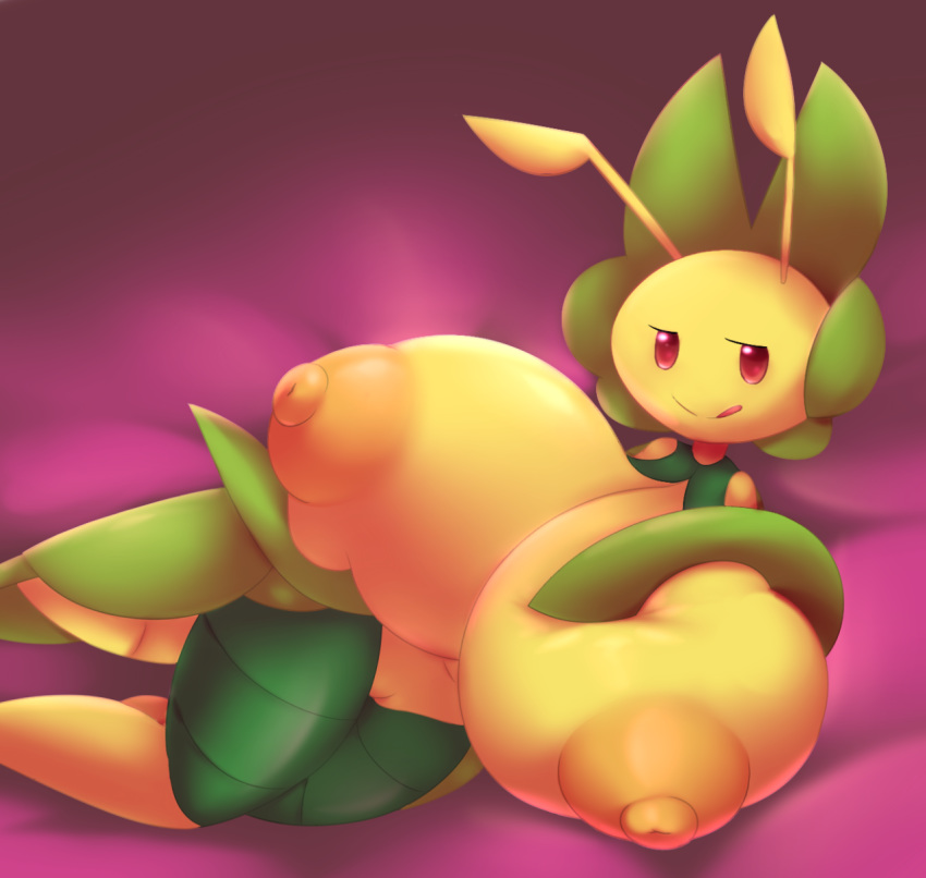 1girls anthro areolae arthropod breasts female flora_fauna huge_breasts insect insects leavanny licking licking_lips mantis metachoke nintendo nipples nude plant pokemon pokemorph pussy red_eyes simple_background smile solo tongue tongue_out video_games