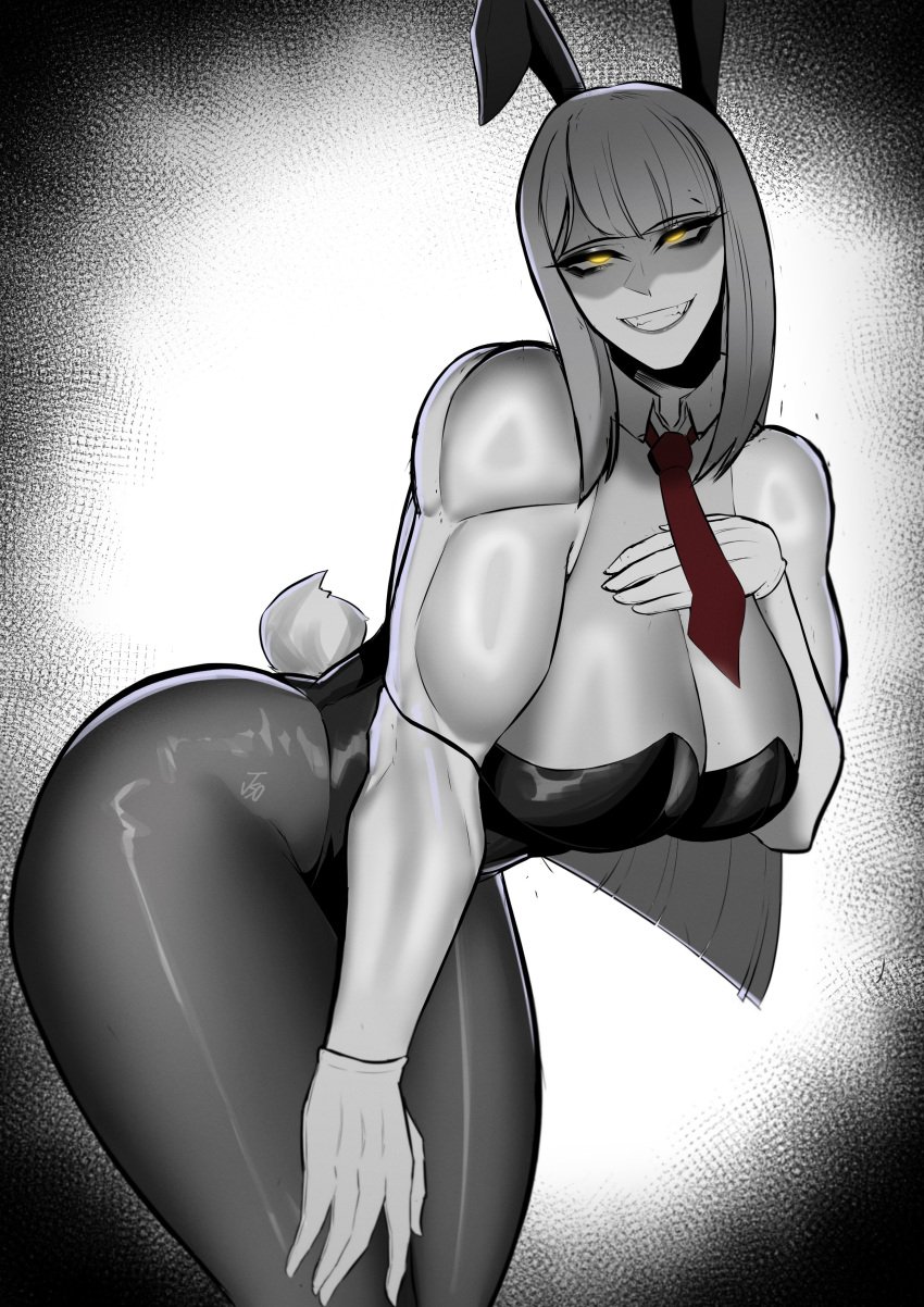 black_and_white breasts bunny_ears bunny_outfit female female_only fishnet_legwear fully_clothed jso muscular muscular_female solo solo_female thick_ass thick_thighs thighs virtual_youtuber vshojo vtuber zentreya