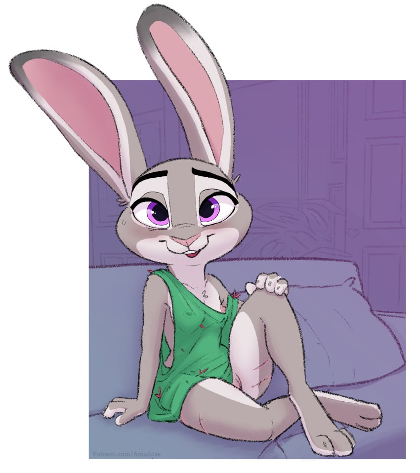 3_toes 4_fingers amadose blush breasts chest_tuft clothed clothing disney dress eyebrows eyelashes feet female fingers fur furniture furry genitals grey_body grey_fur hand_on_knee hand_on_leg hand_on_own_knee hand_on_own_leg hi_res judy_hopps lagomorph leporid looking_at_viewer mammal multicolored_body multicolored_fur nipple_slip open_mouth open_smile purple_eyes pussy rabbit scar sitting small_breasts smile sofa teeth toes translucent translucent_clothing tuft two_tone_body two_tone_fur zootopia