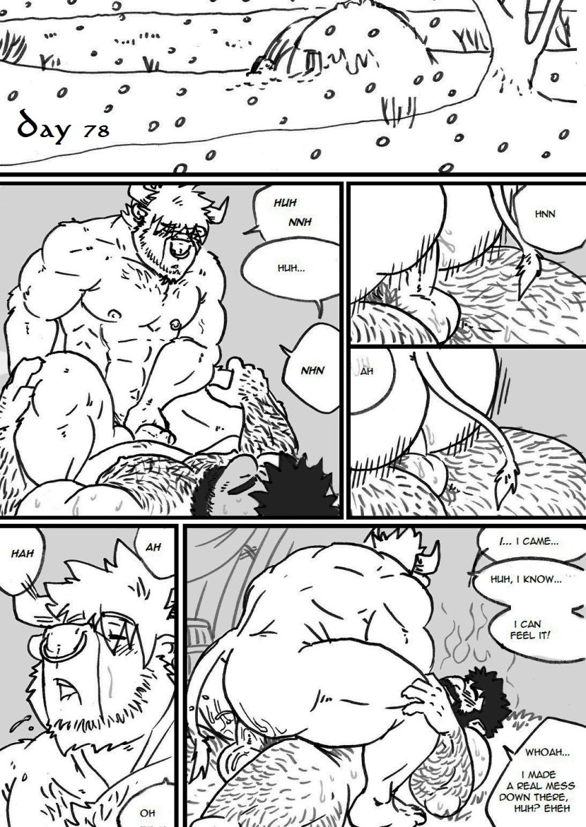 anal anal_sex balls blush bovine comic cum dialogue erection gay hairy human humanoid husky92 male male/male male_only mammal minotaur monochrome nipples orc orc_male penetration penis piercing sex yaoi