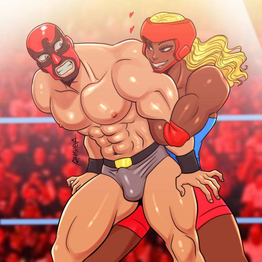 anasheya blonde_hair dark-skinned_futanari dark_skin dickgirl eek!_the_cat futa_on_male futadom futanari interracial intersex leotard male mixed_wrestling muscle muscles muscular muscular_futanari penis platinum_(eek_the_cat) sexfight suplex wrestling wrestling_outfit