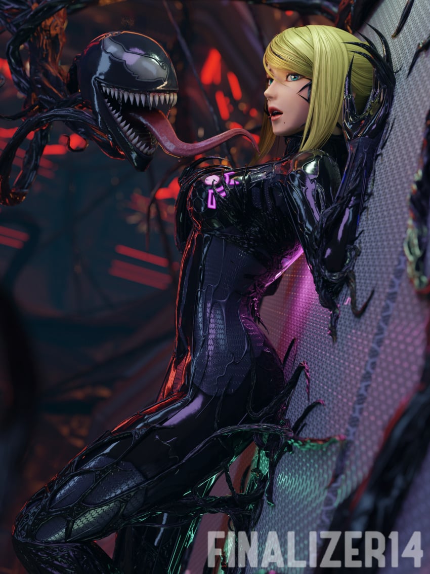 1girls 3d alien alternate_breast_size bangs blonde_hair blue_eyes breasts claws corruption crossover curvaceous curvy female female_only finalizer14 huge_ass huge_breasts human kneeling large_ass large_breasts long_nails marvel metroid nautilic nintendo ponytail samus_aran she-venom sideboob sitting skin_tight slime soles solo symbiote thick_thighs transformation venom_(marvel) wet wide_hips