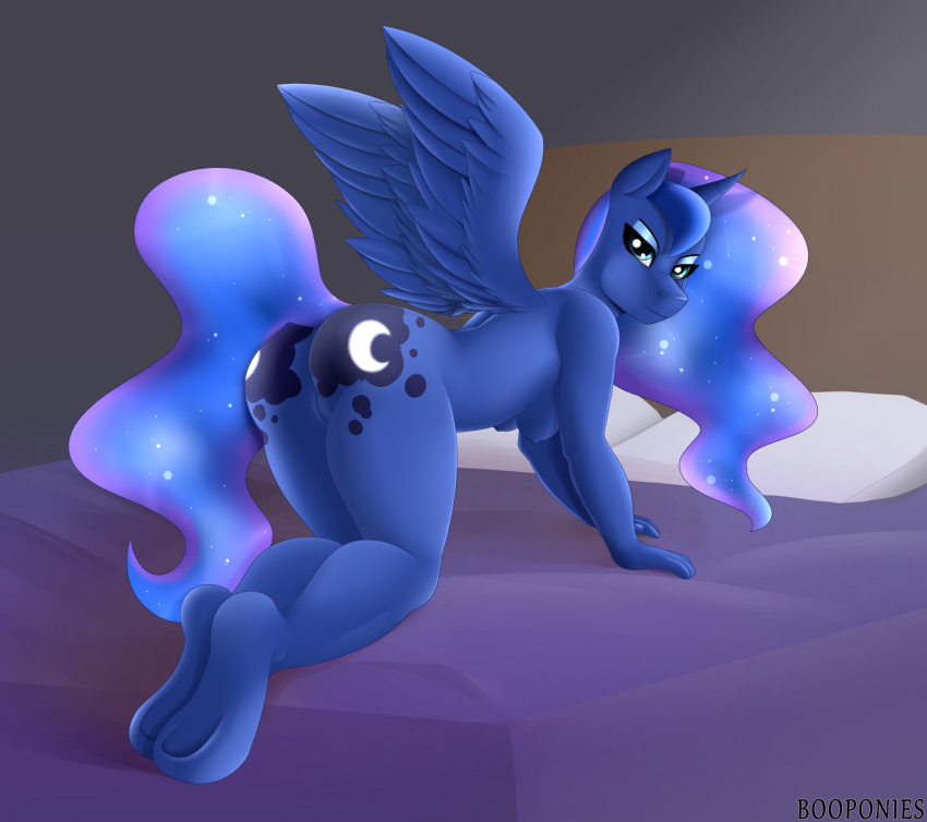 alicorn anthro ass bedroom booponies breasts equine female friendship_is_magic hooves horn mammal my_little_pony night nude princess_luna_(mlp) pussy wings