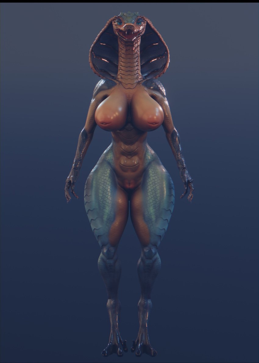1girls 3d abs aeres_(kinkyskinky) anthro areolae big_areola big_breasts black_background blue_eyes breasts cobra curvaceous curvy curvy_figure fangs female female_only fit fit_female front_view huge_breasts inverted_nipples kinkyskinky nude open_mouth pussy scalie slim_waist slit_pupils snake snake_girl snake_hood solo solo_female t-pose tail thick_thighs voluptuous voluptuous_female wide_hips