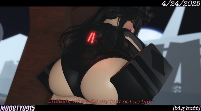 1girls 2025 3d agnes_(rikamime) ass ass_focus ass_grab backpack big_ass black_eyes black_gloves black_hair black_leotard black_thighhighs blush clothed clothed_female clothing dated decaying_winter dialogue discord_tag english_text female female_only gloves glowstick grey_clothing grey_sleeves hands_on_own_ass headset large_ass leotard letterbox letterboxed light_blush long_hair long_sleeves moosty night night_vision_goggles open_mouth original_character outdoors pale-skinned_female pale_skin ponytail red_light roblox roblox_game robloxian sleeves solo standing text thick_thighs thighhighs thighs tree