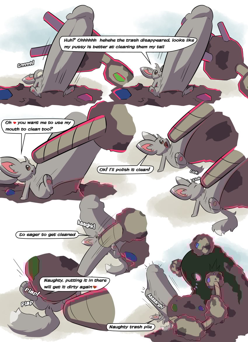 absurd_res anal anal_sex big_penis comic deep_throat double_penetration female feral garbodor generation_5_pokemon generation_8_pokemon genitals gigantamax_garbodor gigantamax_pokemon hi_res huge_cock hyper hyper_genitalia hyper_penis larger_male licking male male/female minccino neck_bulge nintendo oral oral_penetration penetration penis pokemon pokemon_(species) ridiculous_fit size_difference smaller_female tongue umilumi vaginal_penetration yung_lang