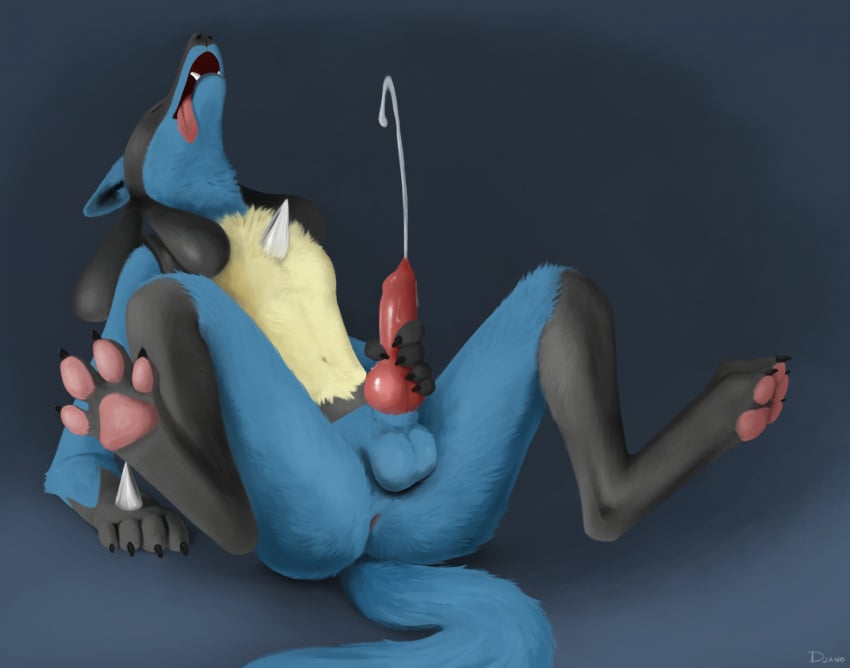 2025 4_toes 5_fingers animal_genitalia animal_penis anthro anus arm_support athletic athletic_anthro athletic_male balls belt_(marking) big_balls biped black_body black_claws black_fur blue_body blue_fur bodily_fluids canine_genitalia canine_penis chest_spike claws closed_eyes countershade_torso countershading cum cumshot digital_media_(artwork) digital_painting_(artwork) digitigrade djano ears_back ejaculation erection facial_markings fangs feet finger_claws fingers fur generation_4_pokemon genital_fluids genitals gloves_(marking) grey_background hand_on_ground hand_on_penis hand_spike head_back head_markings hi_res knot leaning leaning_backward leaning_on_elbow leg_markings legs_up looking_pleasured lucario male markings mask_(marking) masturbation multicolored_body multicolored_fur navel nintendo nude on_elbow open_mouth orgasm painting_(artwork) pawpads paws penile penile_masturbation penis penis_grab pink_pawpads pink_penis pivoted_ears pokemon pokemon_(species) reclining shaded sharp_teeth signature simple_background sitting smile snout socks_(marking) soft_shading solo spikes spikes_(anatomy) spread_legs spread_toes spreading tail tan_body tan_fur teeth toe_claws toes tongue tongue_out