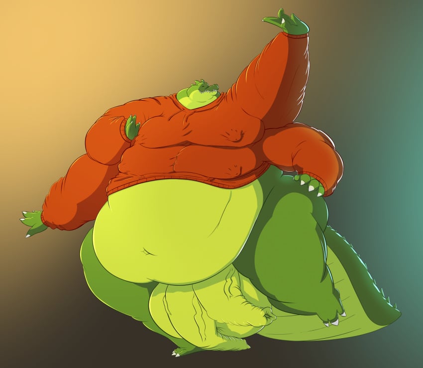 anthro balls belly belly_overhang big_balls big_penis bottomless cel_shading claws clothed clothing crocodile crocodilian finger_claws foreskin genitals gradient_background hand_on_hip hi_res hoodie huge_balls huge_cock hyper hyper_balls hyper_foreskin hyper_genitalia hyper_penis long_foreskin male max_(maxmulticroc) maxmulticroc moobs morbidly_obese multi_arm multi_genitalia multi_limb multi_pecs multi_penis navel nipple_outline obese overweight overweight_male pecs penis red_clothing red_hoodie red_topwear reptile scalie shaded simple_background solo tail thick_tail thick_thighs toe_claws topwear vein veiny_penis